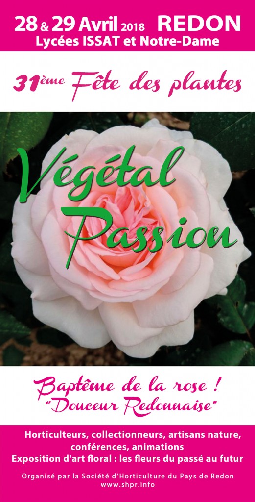 Flyer du salon 2018 présentant le baptême de la rose Douceur Redonnaise